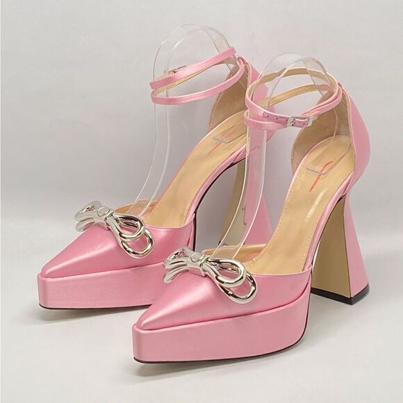 Mach & Mach Double Bow Satin Platform Pumps size 38 - Picture 4 of 11